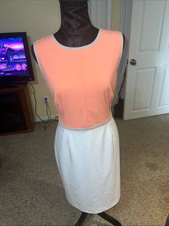 Calvin Klein Dresses & Skirts - Calvin Klein Coral and White Colorblock Midi Dress